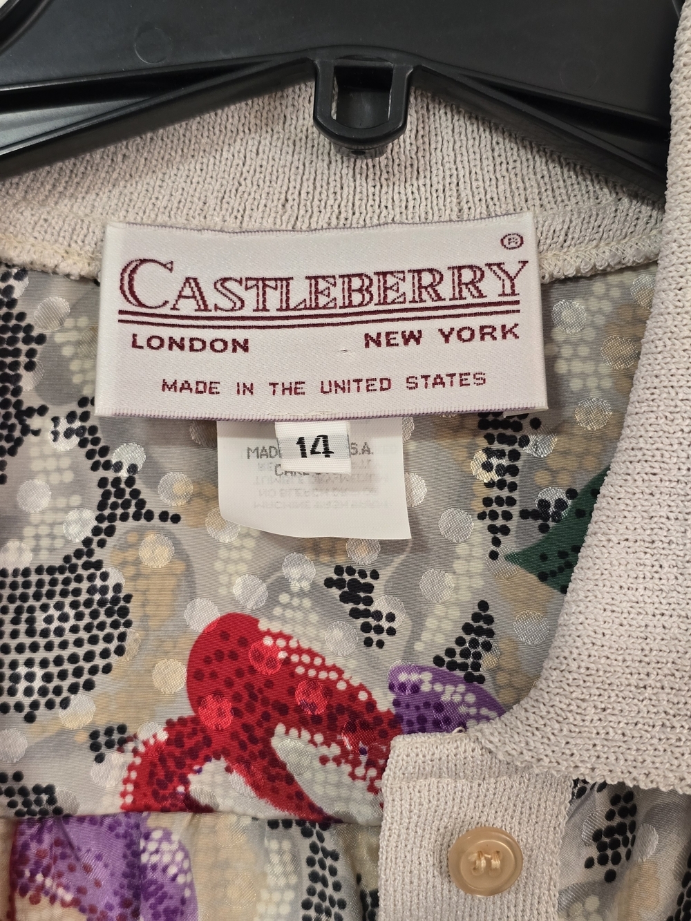 NWT Vintage 80s Castleberry Floral Knit Polo Blouse Size 14 Made in USA Deadstoc - Picture 4 of 11